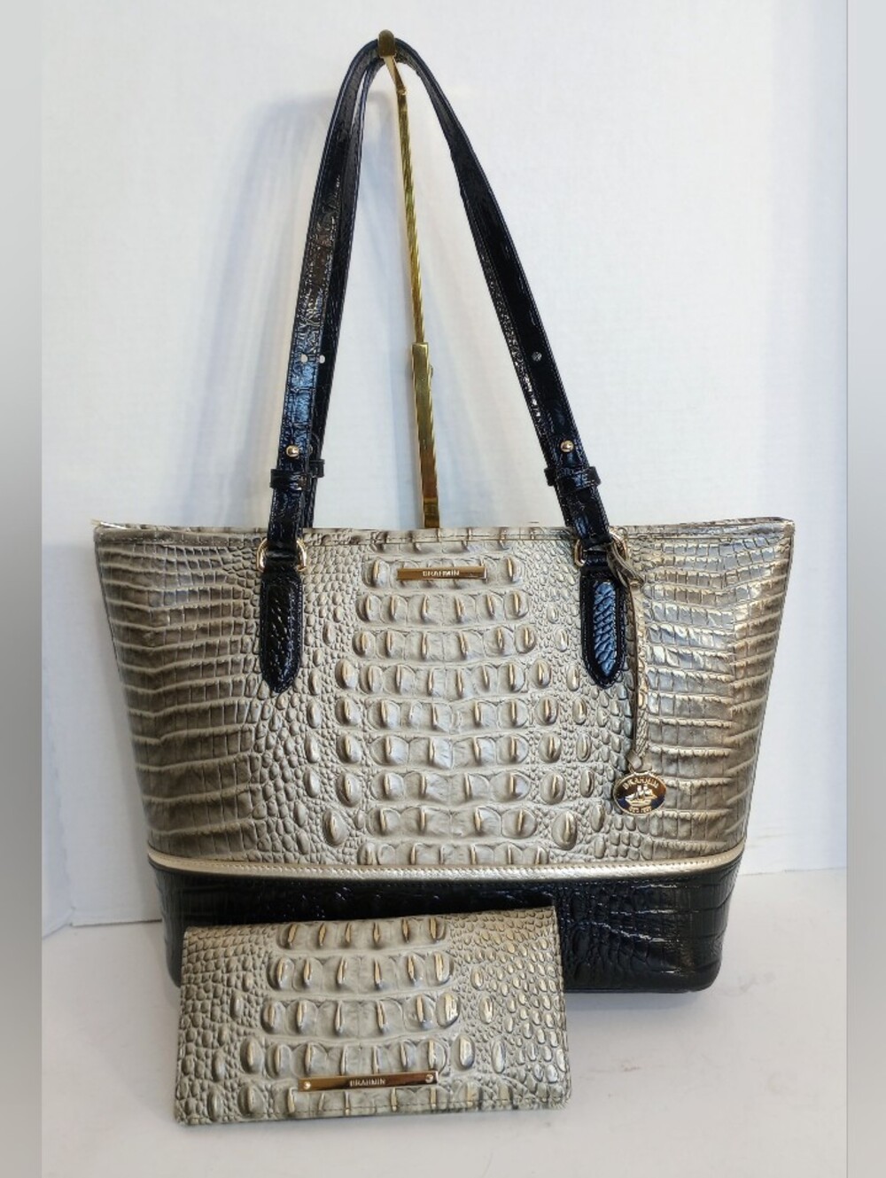 Brahmin Mercury Crescent Metallic Medium Asher Leather Tote Bag & Wallet